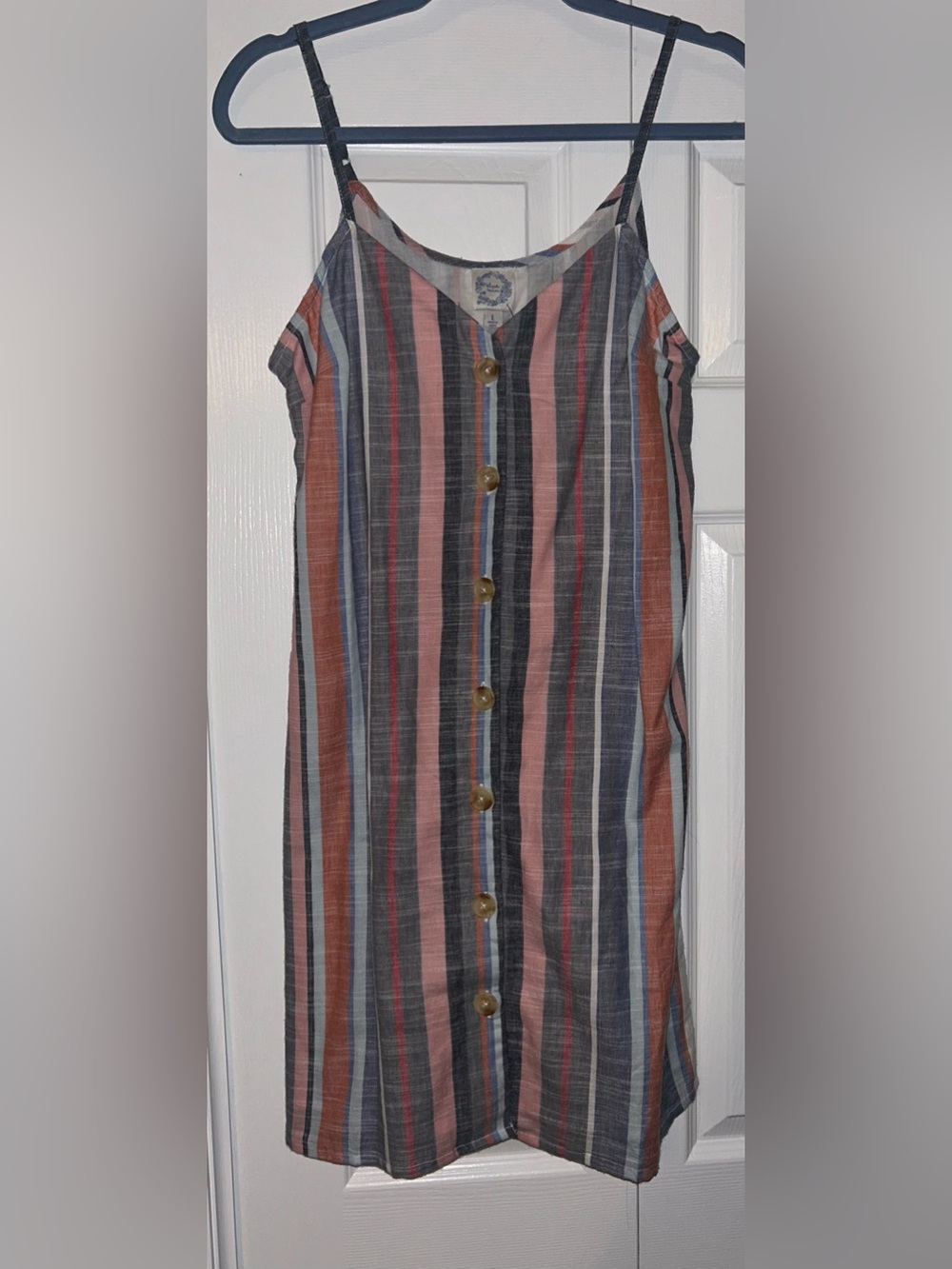 Francesca’s Striped Dress with Front Button Detail